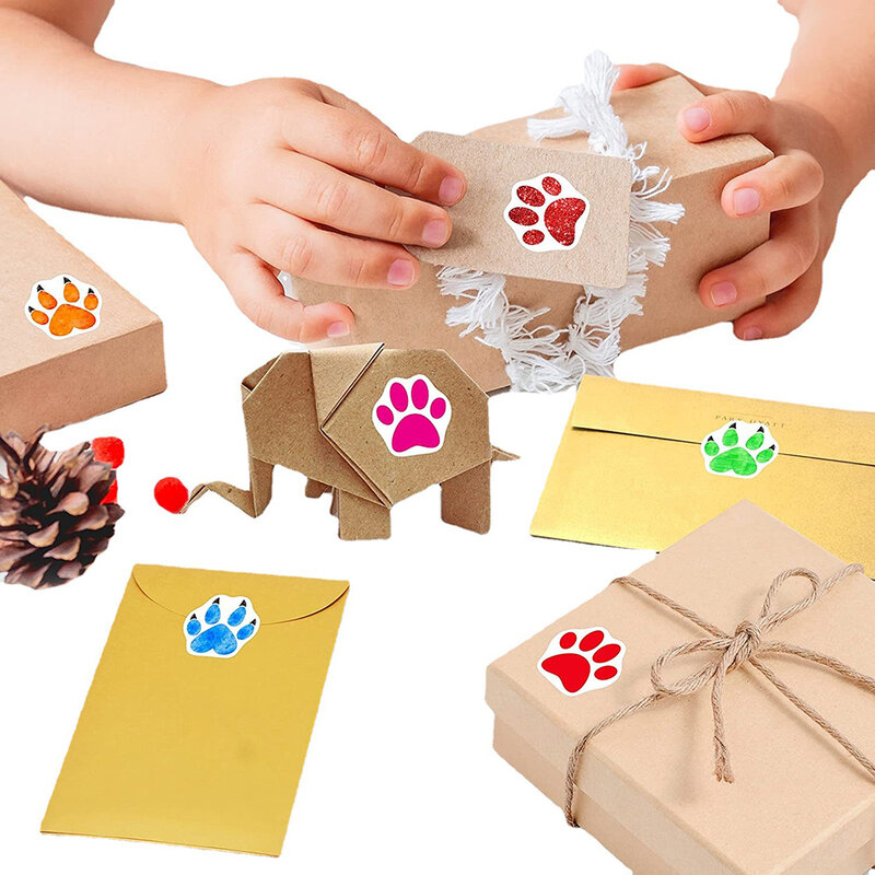 100-500pcs Colorful Paw Print Reward Stickers Dog Cat Bear Paw Labels Stickers for Laptop Teacher Student Scrapbookinng Sticker