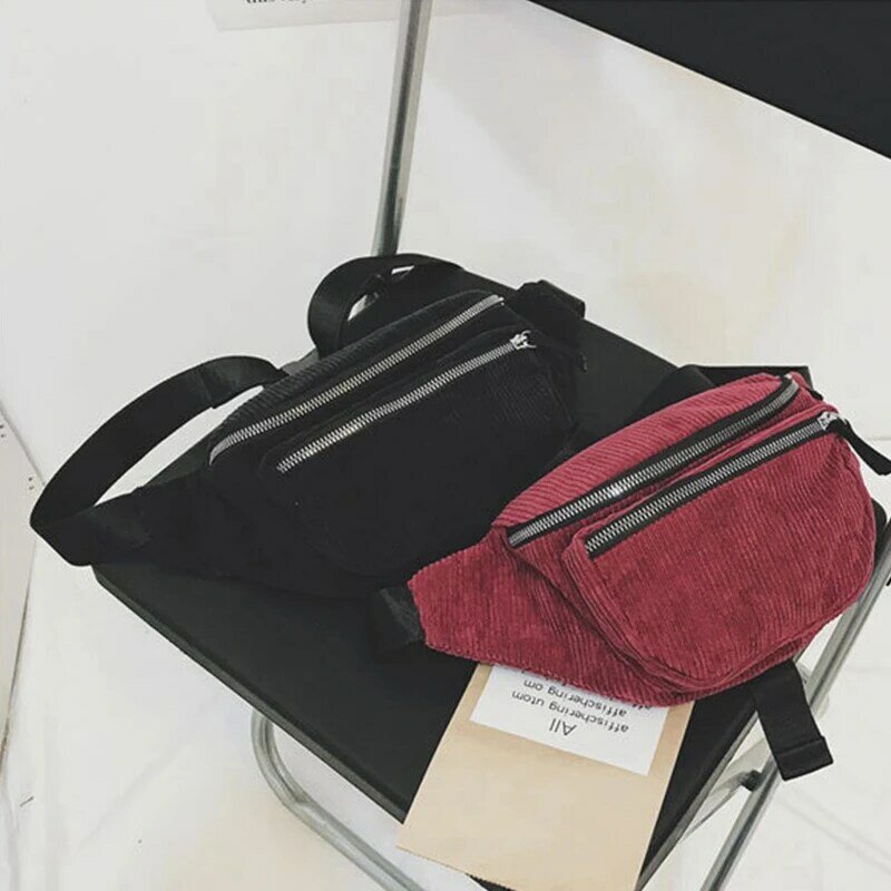 Unisex Canvas Waist Bag com Zipper, Fanny Pack, Peito Bag, Belt Bags, Casual, Rua, Esportes, Telefone, Menina, Menino, Moda