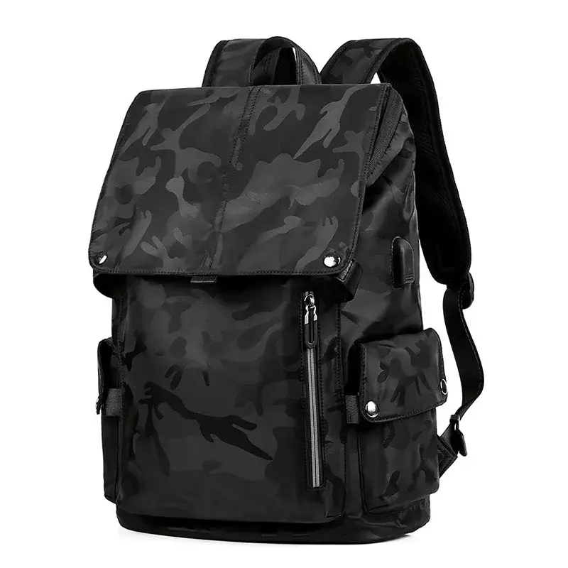 SYZM Oxford Cloth Backpack USB Port Travel Backpack Laptop Bag Casual Men's Splashproof Camouflage Computer Bag