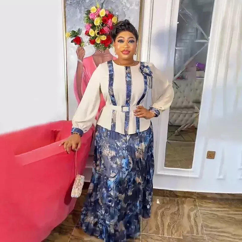 Vestidos de Fiesta africanos elegantes para mujer, vestido Maxi largo de gasa, caftán musulmán, talla grande, nueva moda, 2024