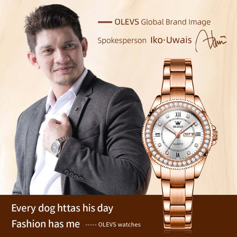 OLEVS 9993 кварцевые модные часы подарок из нержавеющей стали ремешок для часов круглый циферблат отображение недели календарь