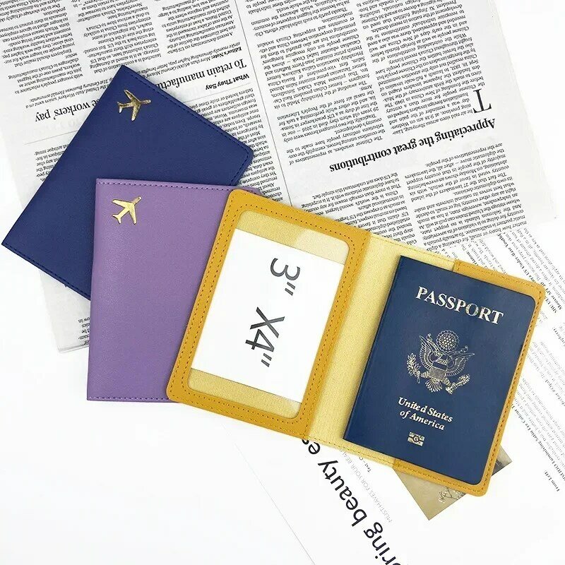 Funda de pasaporte de viaje para hombre y mujer, tarjetero de cuero PU, Cartera de viaje