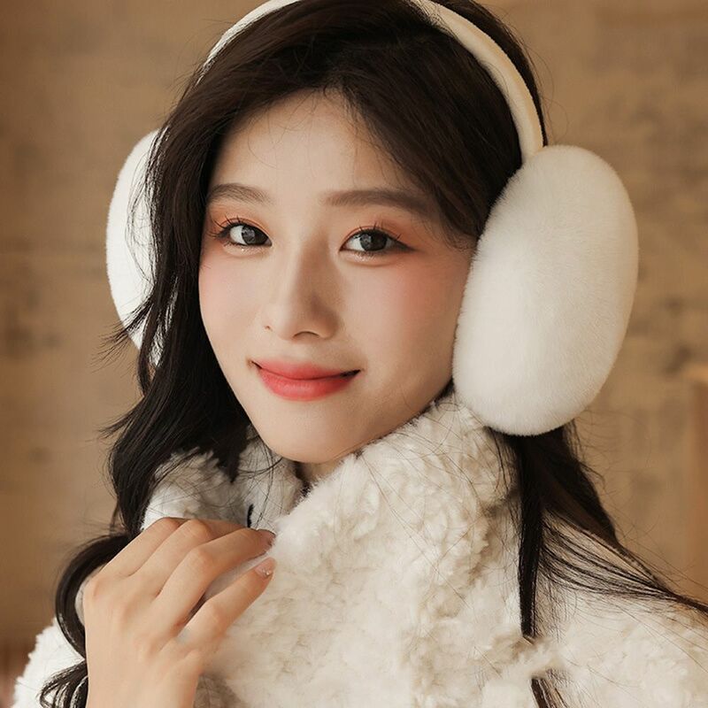 Orejeras coreanas de felpa suave para hombres y mujeres, orejeras cálidas de Color sólido, orejeras gruesas plegables, lindas y simples, Otoño e Invierno