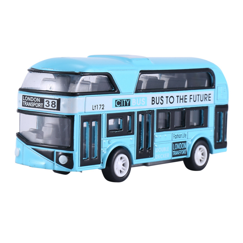 Dubbeldekker Bus Londense Bus Ontwerp Auto Speelgoed Sightseeing Bus Voertuigen Stadsvervoer Voertuigen Forensenvoertuigen, Blauw