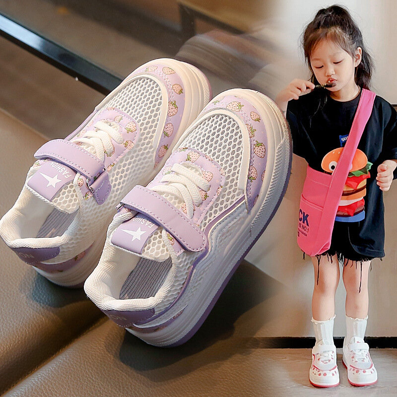 Летние и весенние модные детские туфли для девочек с вырезами, удобные сетчатые Дышащие Детские кроссовки унисекс, Спортивные Повседневные Размеры 26-37
