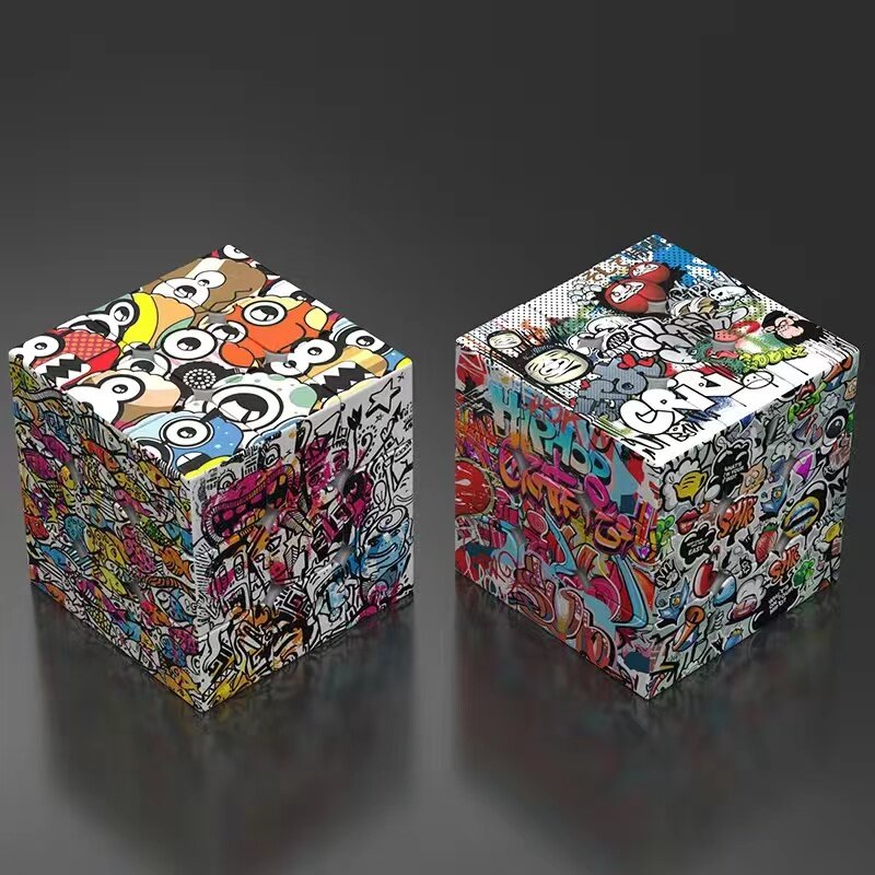 어린이용 창의적인 그래피티 퍼즐, 매직 큐브, 꼬인 퍼즐 큐브 장난감, 3x3x3, 1 PC