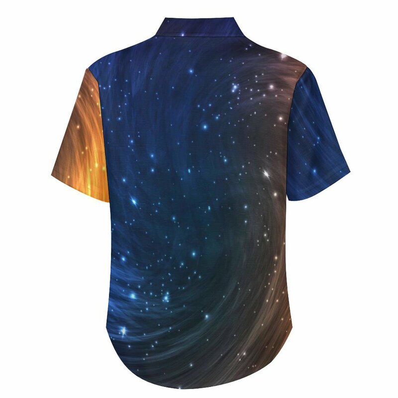 Kemeja longgar Galaxy Space liburan pria kemeja kasual kosmik warna-warni blus ukuran besar Harajuku lengan pendek pola Hawaii