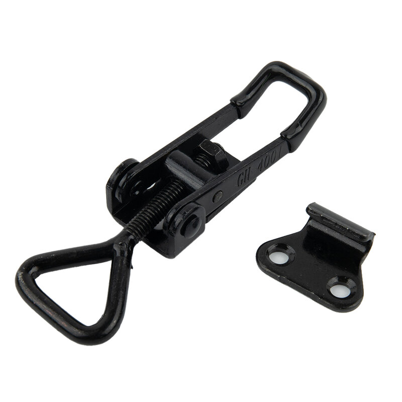 90x27mm Toggle Clamp Steel Hasp 220lbs Adjustable Black Plated High Carbon Steel Quick Fixture For Lock-free Handle-less Boxe