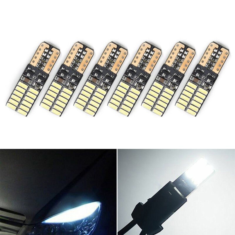 6000K White Signal Car Lights Turning Driving Accessories Replacement 6pcs Spare T10 Parts LED Set Bulb Error Free