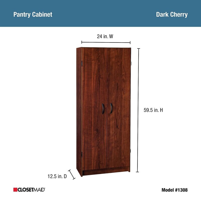 ClosetMaid Pantry Cabinet Cupboard with 2 Doors Adjustable Shelves, Standing, Storage for Kitchen, Laundry or Utility Room, Dark