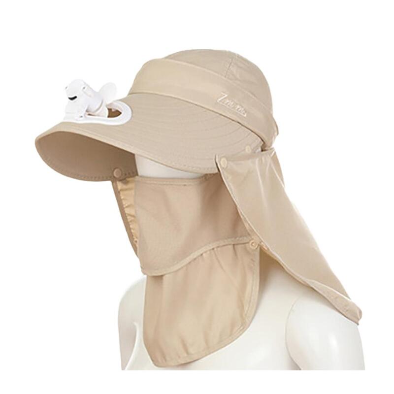 Chapéu de sol feminino com ventilador, guarda-sol de praia, ciclismo Dayan, chapéu UV, proteção facial, cobertura externa, S6D7