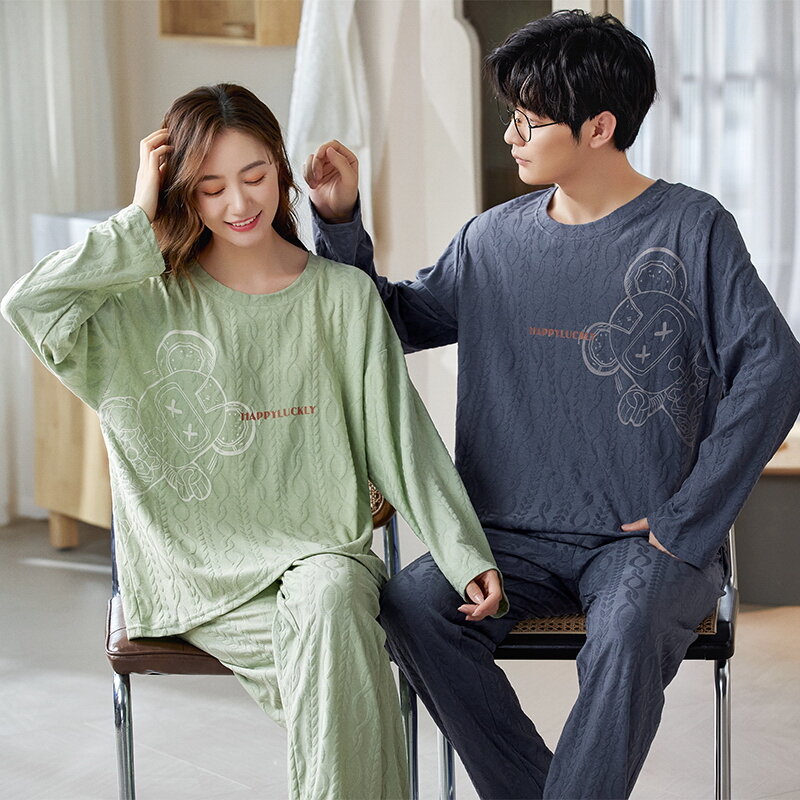 Корейский мужской пижамный комплект, Хлопковые женские пижамные комплекты, осенняя одежда для сна, повседневная одежда для отдыха, домашняя одежда для женщин, Пижамный костюм