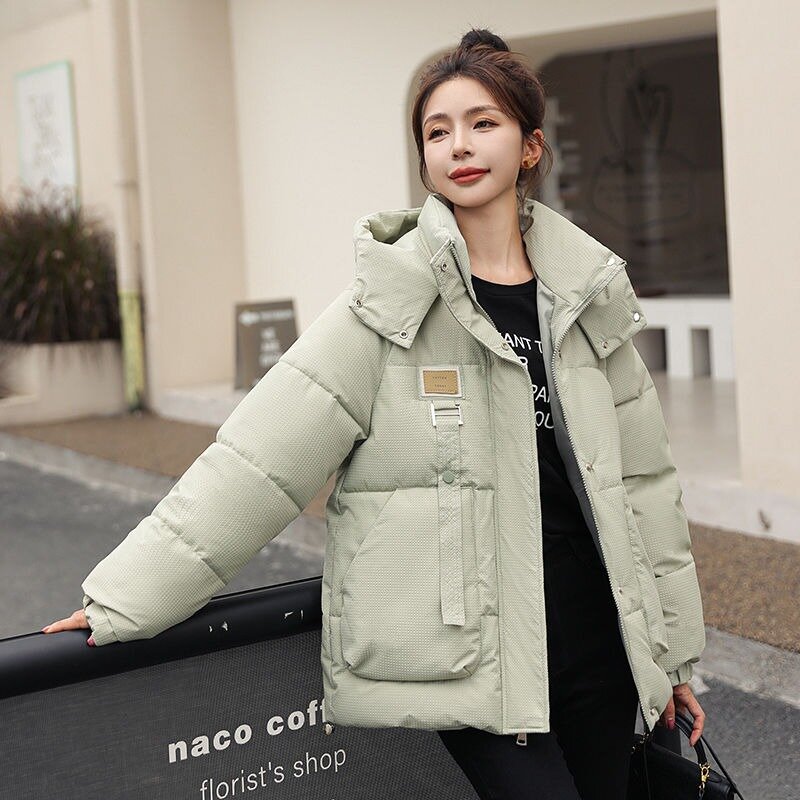 2023 New Women Down Cotton Coat Winter Jacket Female Short Parkas Loose Thick Warm Outwear Hooded Leisure Time Fashion Overcoat