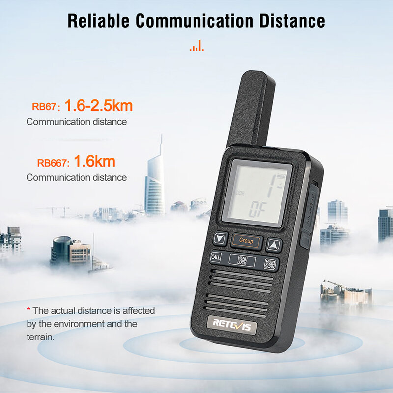 Retevis-walkie-talkie portátil RB667 de 4 piezas, Radio bidireccional de recarga tipo C, pantalla LCD de 1,44 pulgadas, 2 piezas incluidos