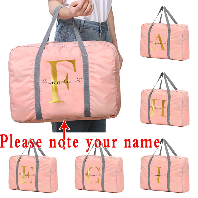Personalizza il nome gratuito borsa da viaggio borse da donna bagagli multifunzione Letter Fold Tote Organizer accessori da viaggio di grande capacità