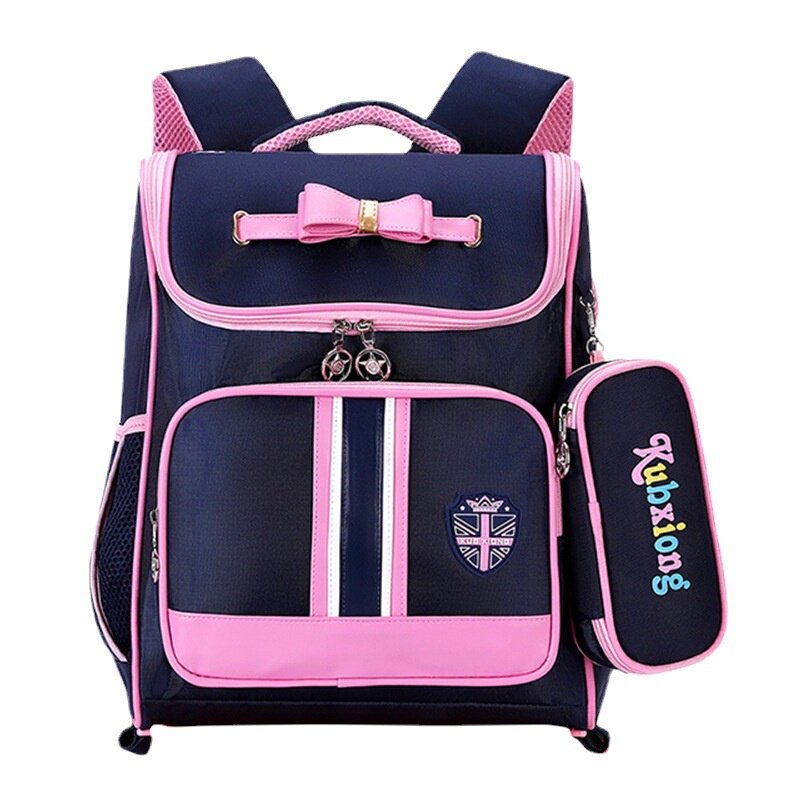 Crianças escola primária estudantes arco estilo britânico grande capacidade mochila novas meninas princesa moda mochilas com caneta sacos
