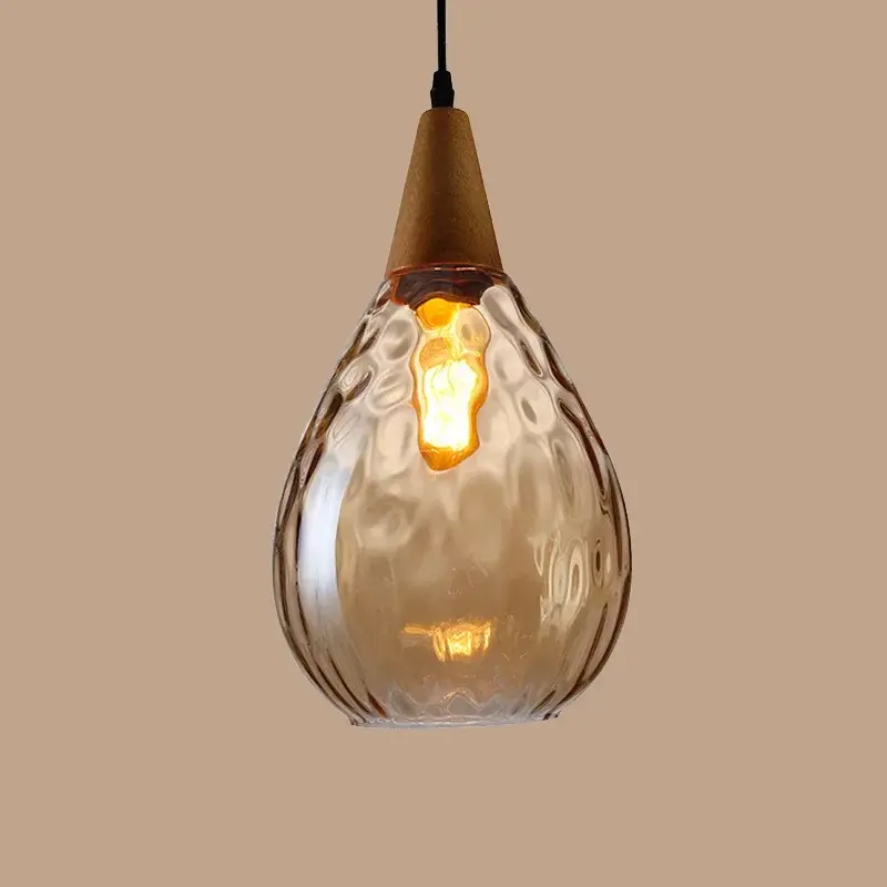 Modern Pendant Lamp Glass Wooden Creative Hanging Lighting Luminaire Suspension Bedside Living Room Restaurant Bar Chandeliers