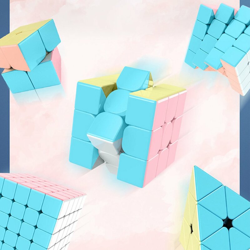 Cube magique sans autocollant pour enfants et adultes, objet de productivité lisse, macaron, 3x3