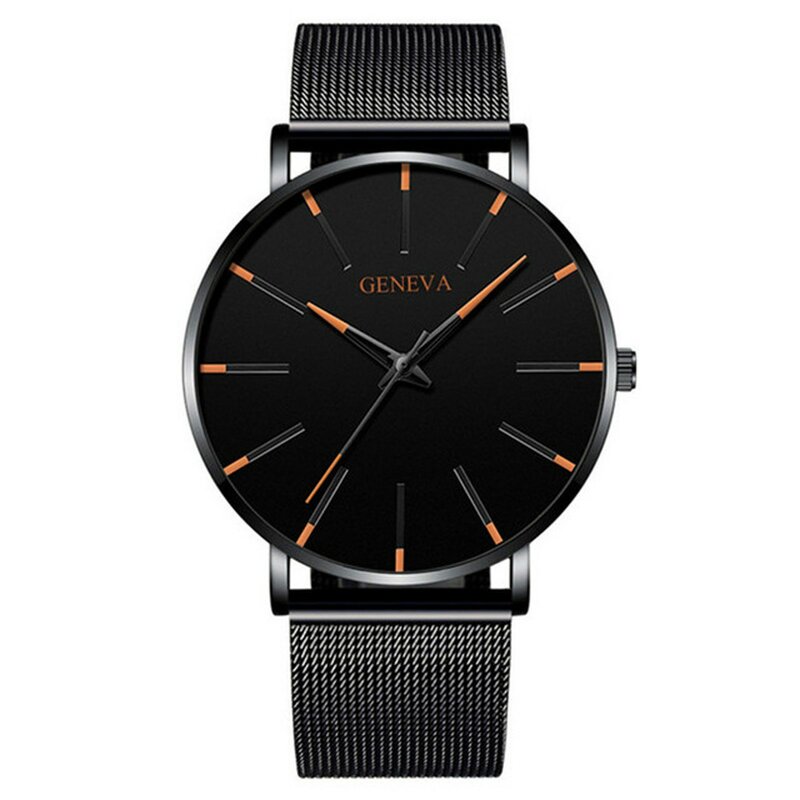 Jam tangan Quartz jaring antikarat pria, arloji bisnis modis Ultra tipis baja Gaw100b-1a