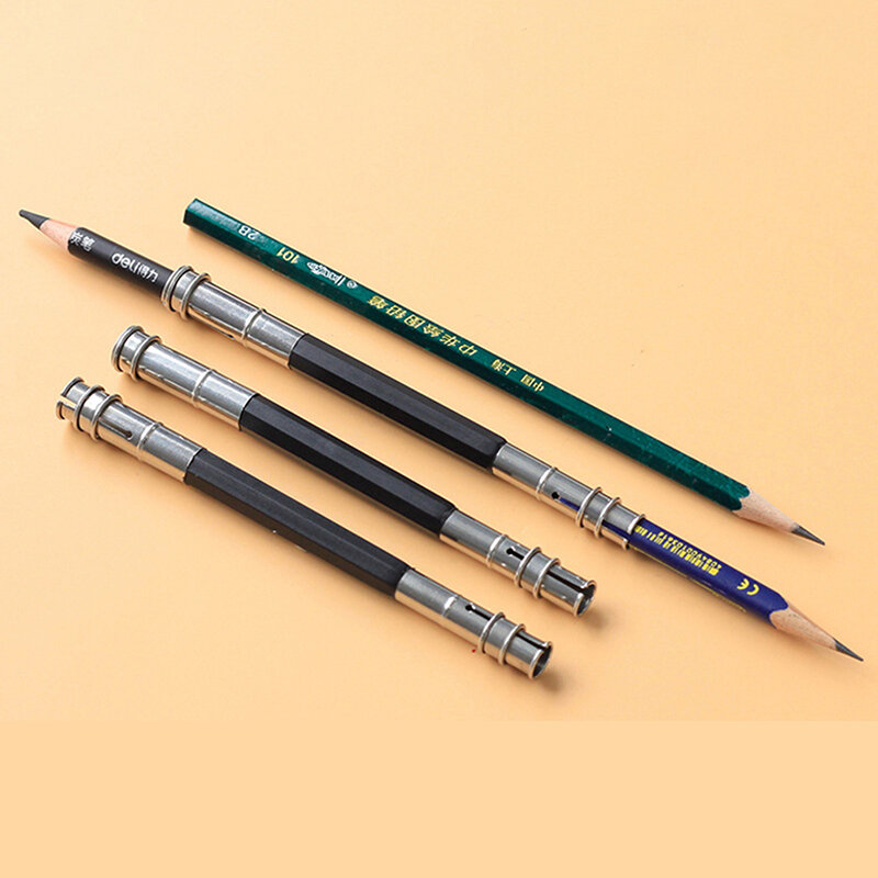 Adjustable Dual Head Pencil Extender Holder Sketch School Office Art Write Tool