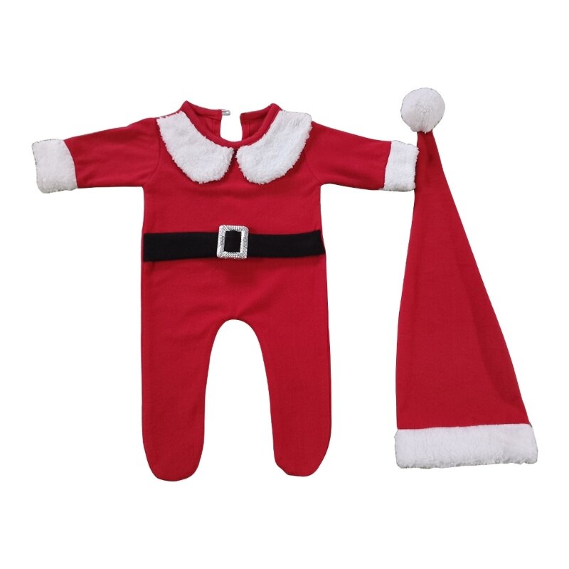 Реквизит для фотосессии новорожденных, шляпа Санта-Клауса, комбинезон на ногах, наряд для позирования, подарок для душа