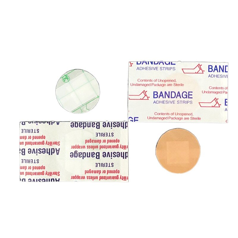 Forma redonda adesivo Band Aid, transparente, não transparente ferida emplastros, remendo de hemostasia, vacinação ataduras tiras, 50pcs por conjunto