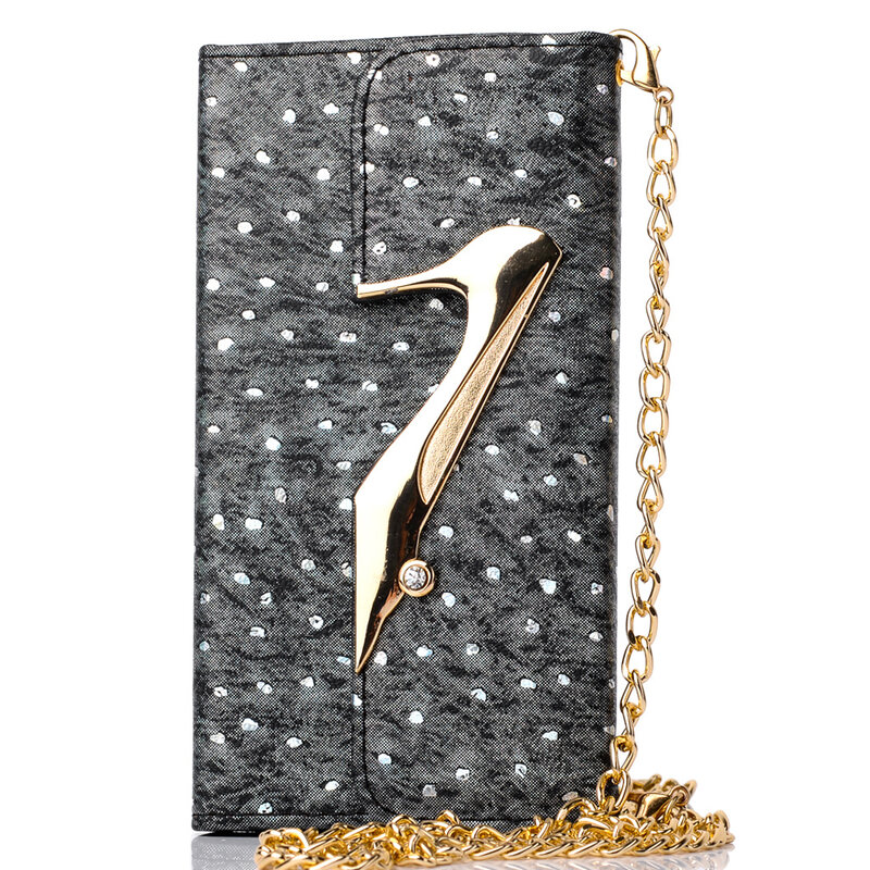 New Wallet Card Holder Case Cover with Chain For iPhone 6 S High-heel Shoe Wholesale