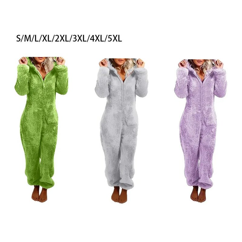 Pyjama Fluffy Smile pour Femme, Vêtements de Nuit à Fermeture Éclair, Doux et Confortable, Chaud, Solide, Mignon, Document