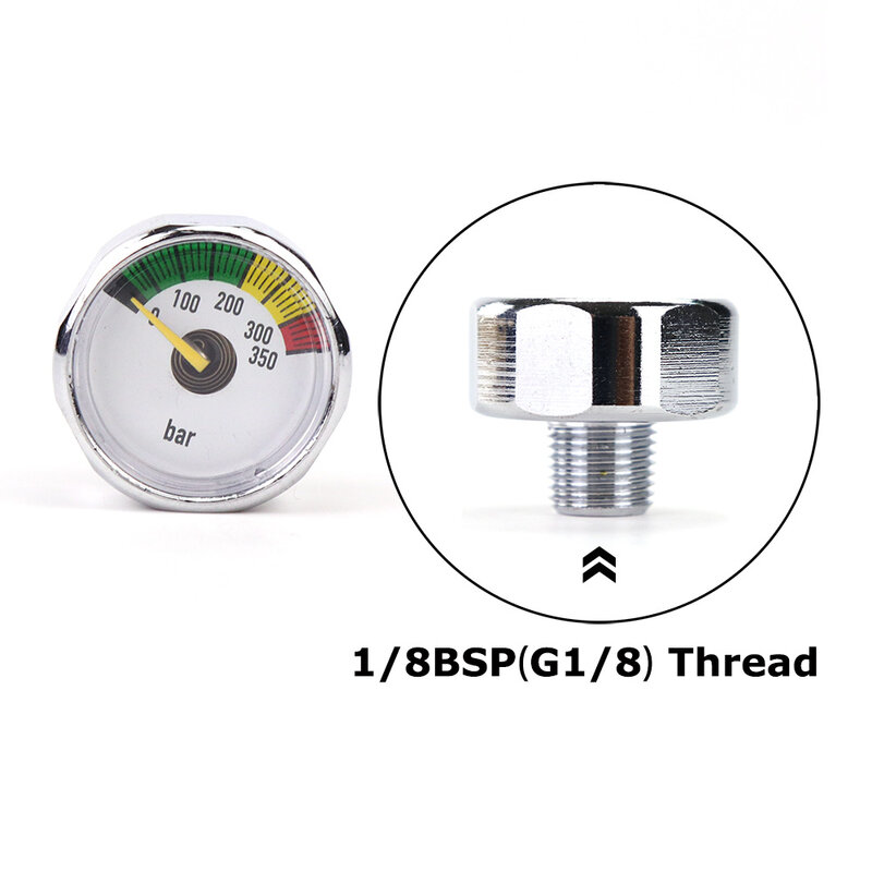 Air 350BAR Micro Pressure Gauge Manometer (Diameter 25mm)  Low Profile 1/8NPT Or 1/8BSP(G1/8) Thread