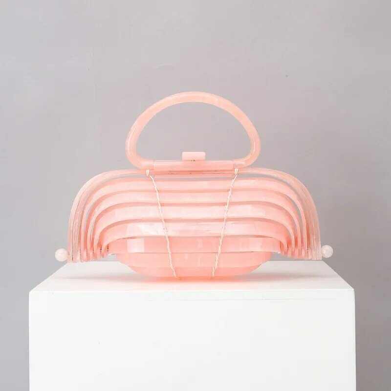 Bolso de playa con cesta tejida acrílica para mujer, monederos de lujo de alta calidad, redondos, Vintage, ahuecados, de diseñador, para vacaciones, 2022