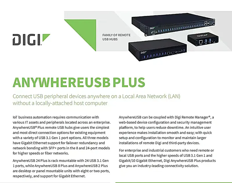 DIGI Aw02-g300 Anywhere USB Plus with Dongle Virtual Machine Lutan Lichao Integration anywhere USB 2 PLUS