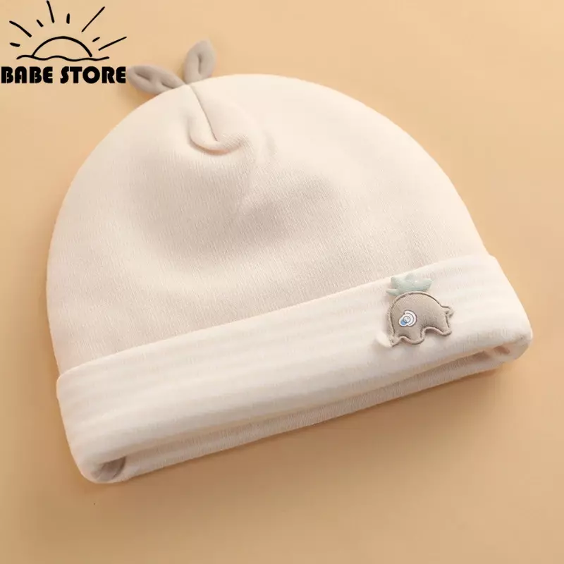 Topi kupluk bayi, 0-6 bulan Beanie musim dingin katun tebal hangat lembut elastis untuk anak laki-laki dan perempuan