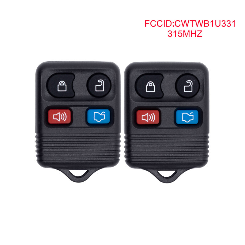 2pcs 4 Buttons Car Remote Control Key CWTWB1U331 315Mhz for Ford E-Series Ranger Expedition Lincoln LS Town 1998-2016