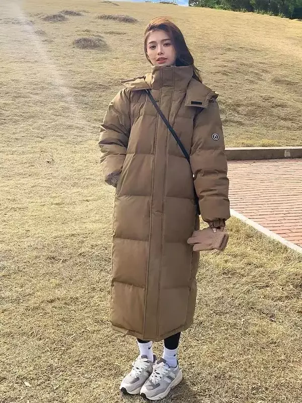 Parka larga con capucha para mujer, chaqueta acolchada de algodón, gruesa, cálida, moda coreana, abrigo de invierno, negro, nuevo