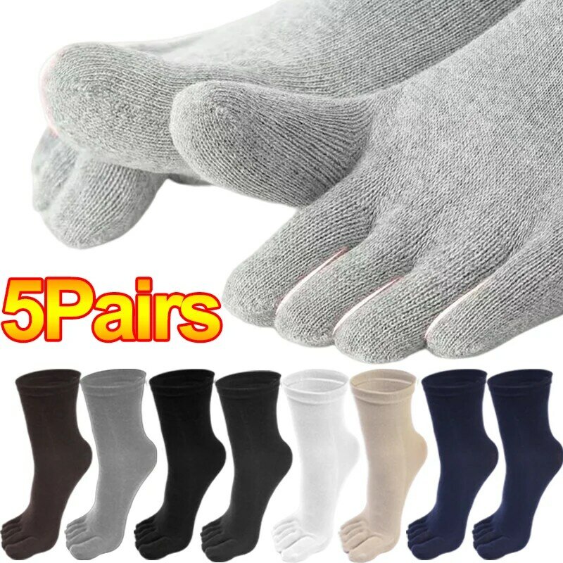 Unisex Five Fingers Toe Socks, Meias de algodão respirável, Ankle Crew Socks, Absorvente de suor, antibacteriano, esportes, corrida, 1 par, 5 pares