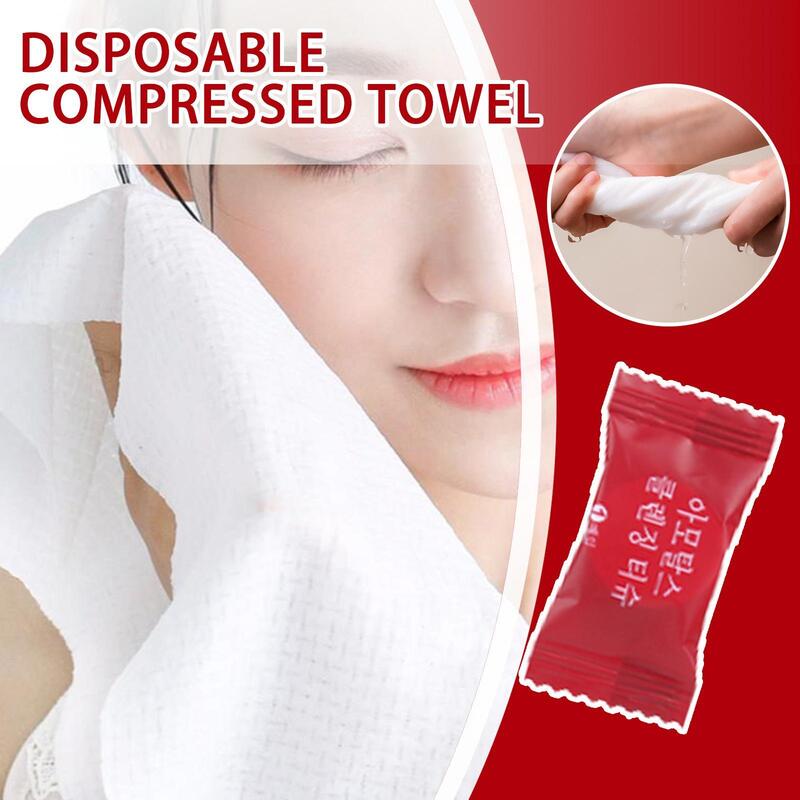 Asciugamano monouso compresso addensato portatile da viaggio piccolo quadrato struccante asciugamano per la pulizia del viso bagnato e asciutto doppio uso pulito