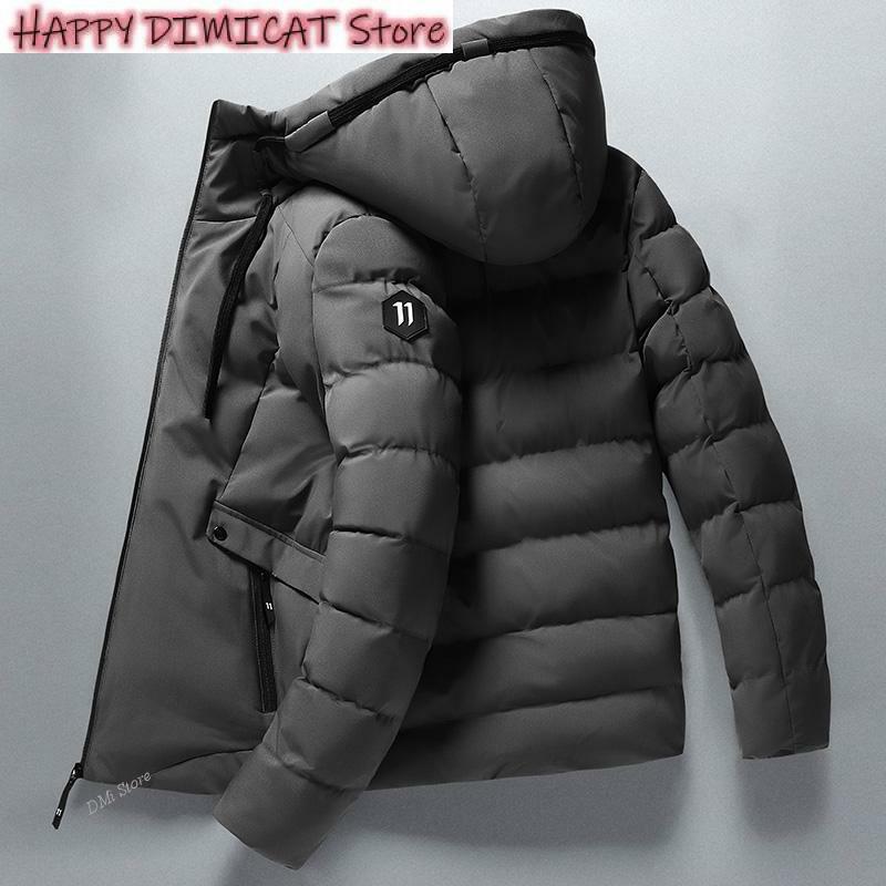 남성용 솔리드 다운 코트, M-4Xl 패션, 겨울 재킷, 후드 파카, 따뜻한 방풍 코트, 두꺼운 지퍼 재킷