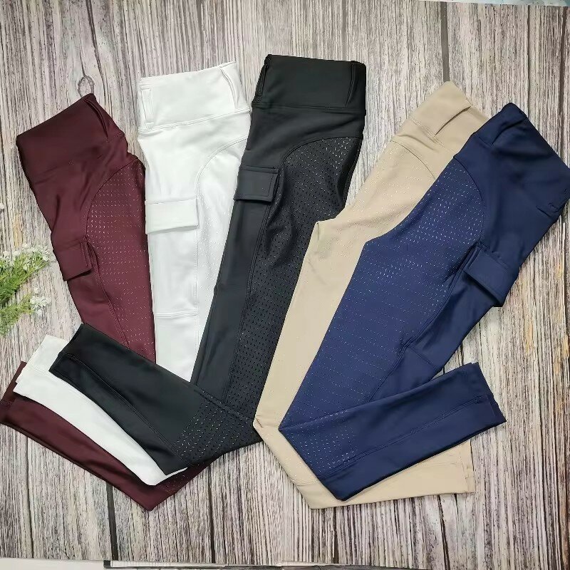 White Breeches Equestrian Leggings Horse Riding Pants Women Equestrian Clothes Black Tights Riding Pants With Full Silicon
