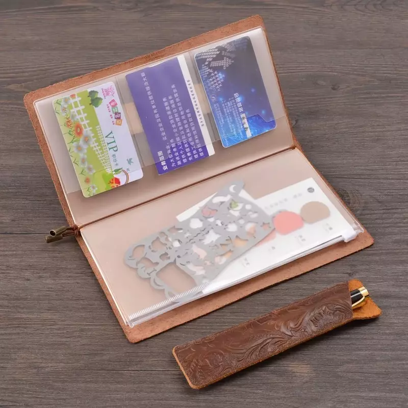 PVC Zipper Pocket File Folder Travel Journal Notebook Planner Accessories Card Holder Storage Pouch Bag A5/Regular/Passport