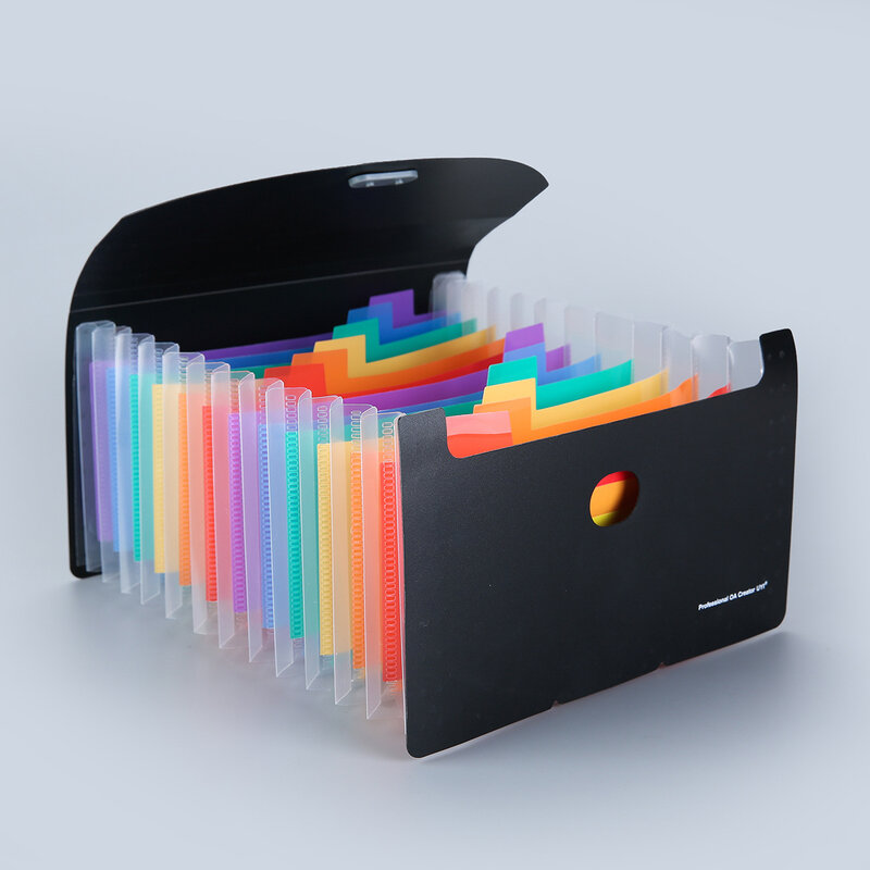 Horizon-Mini sac accordéon à 13 compartiments, dossier de fichiers, document arc-en-ciel, page intérieure, facture, reçu, clip de stockage