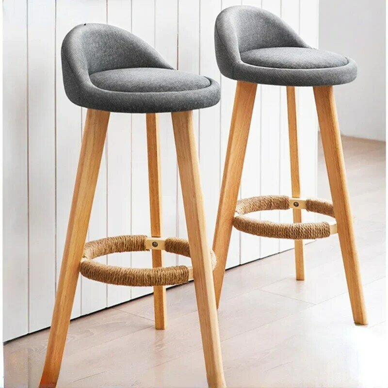 Nowoczesne krzesła w stylu minimalistycznym z litego drewna na wysokiej stopce stołek barowy obrotowy Design krzesła do poczekalni gruba poduszka blatu stołki wiele stylów