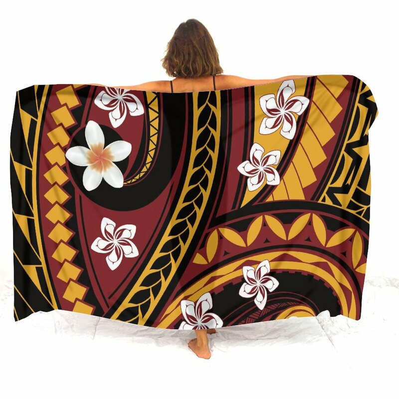 Темпераментный саронг, морской берег, Высококачественная шаль, заказной полинезийский узор, саронг, гавайский женский саронг, элегантный шарф