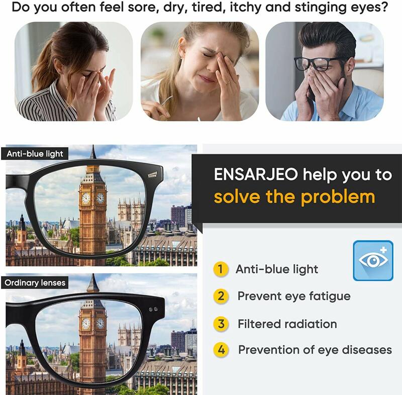 แว่นตาป้องกันแสงสีฟ้ากรอบแว่นสี่เหลี่ยมแว่นตา3D คอมพิวเตอร์ป้องกันแสงสีฟ้า