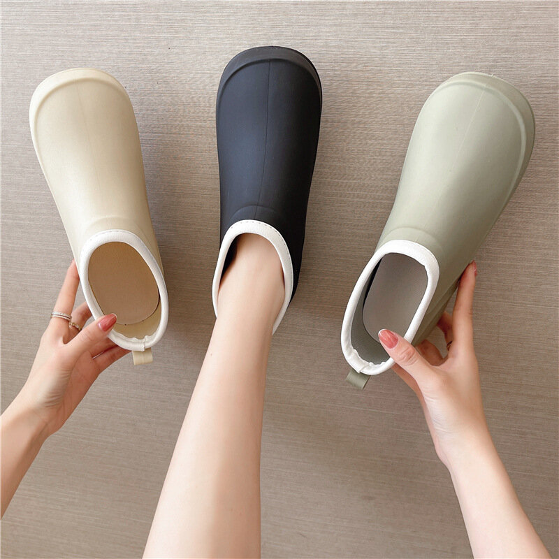 Весна 2023, новые модные женские резиновые сапоги из ПВХ, уличные водонепроницаемые нескользящие износостойкие короткие резиновые сапоги, корейская версия 35-40