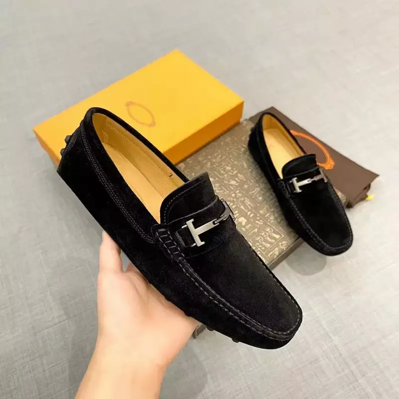 European and American style new bean shoes Men's shoes Flat sole genuine leather British style driving casual shoes loafers men