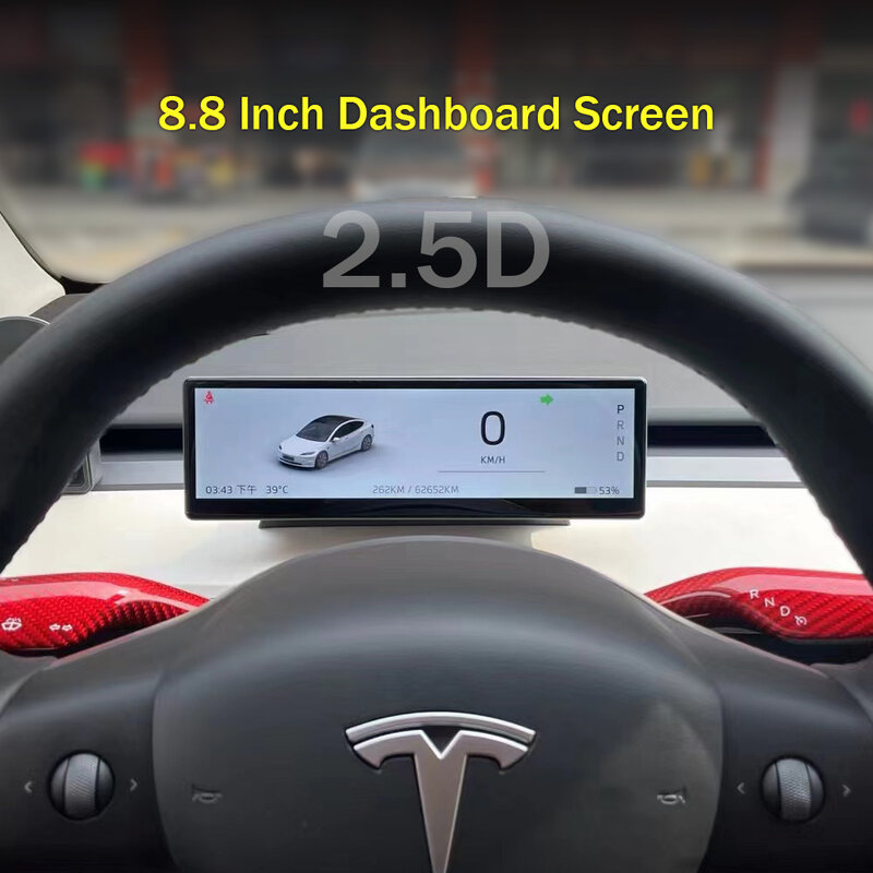 Satonic-Tesla3およびyモデル用のスマートワイヤレスカースクリーン,ハンズフリー,Android Auto,CarPlayをサポート,8.8インチ
