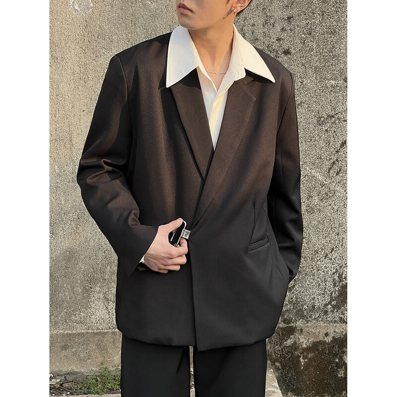 Мужской однобортный Блейзер на пуговицах, повседневный деловой Приталенный пиджак с металлическими пуговицами, лето 2023