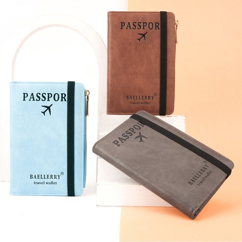 Compact PU Passport Holder with Blocking Wallet Purse Protect Your Information on the Go
