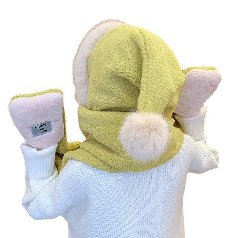 Conjunto de guantes y bufanda de cuello para mujer, gorro cálido a prueba de viento, bola de lana, gorro de invierno, 3 unidades