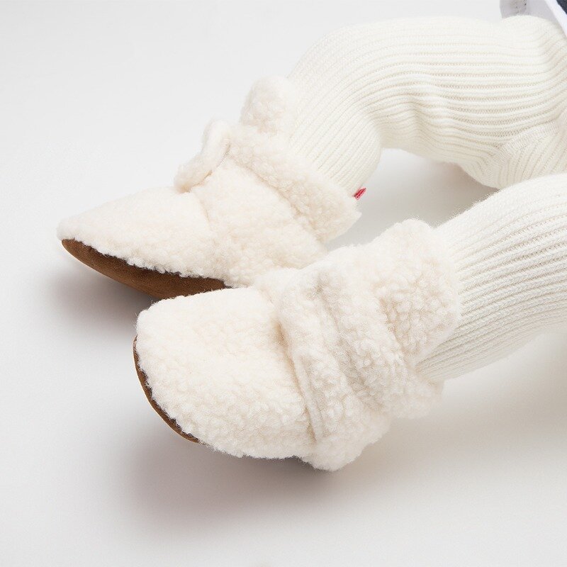 2023 Winter Baby Boy Girl Fleece Booties Soft Infant Toddler Shoes First Walkers Socks Anti-slip Warm Newborn Crib Shoes